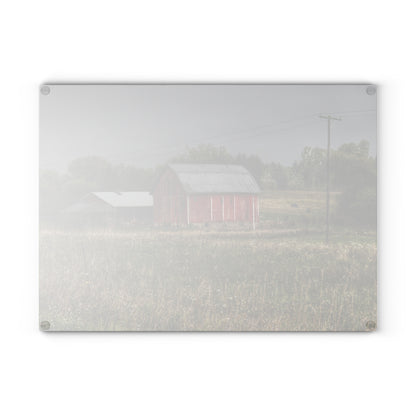 U R There Photography North Lake Road Red I Rustic Farmhouse Tempered-Glass Cutting Board