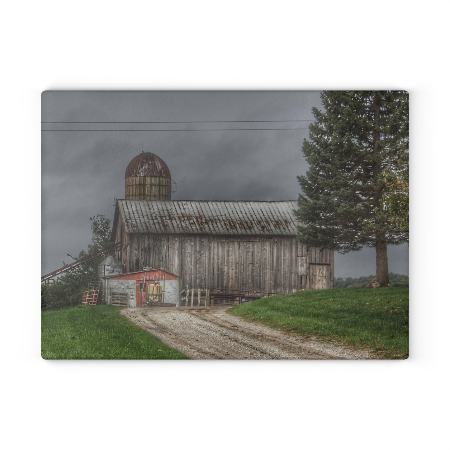 U R There Photography North Lake Road Grey Rustic Farmhouse Tempered-Glass Cutting Board
