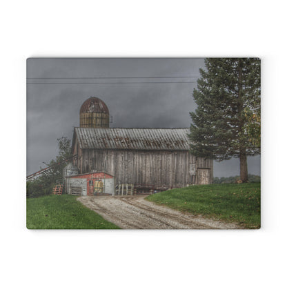 U R There Photography North Lake Road Grey Rustic Farmhouse Tempered-Glass Cutting Board