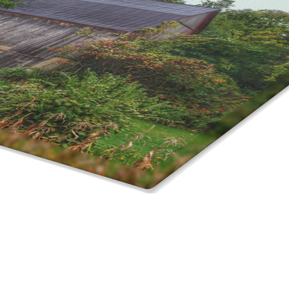 U R There Photography North Lake Road Hidden Grey Rustic Farmhouse Tempered-Glass Cutting Board