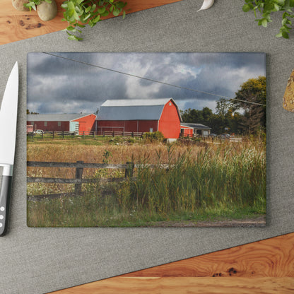 U R There Photography Beyond the Fence on Richfield Road Rustic Farmhouse Tempered-Glass Cutting Board