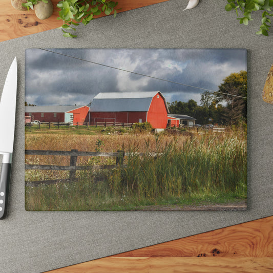 U R There Photography Beyond the Fence on Richfield Road Rustic Farmhouse Tempered-Glass Cutting Board