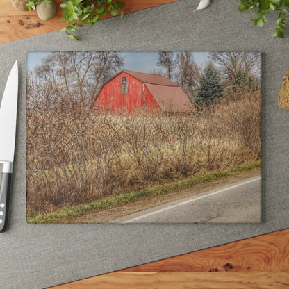 U R There Photography South Lake Pleasant Road Red Rustic Farmhouse Tempered-Glass Cutting Board