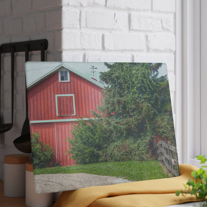 U R There Photography Modern Red I Rustic Farmhouse Tempered-Glass Cutting Board