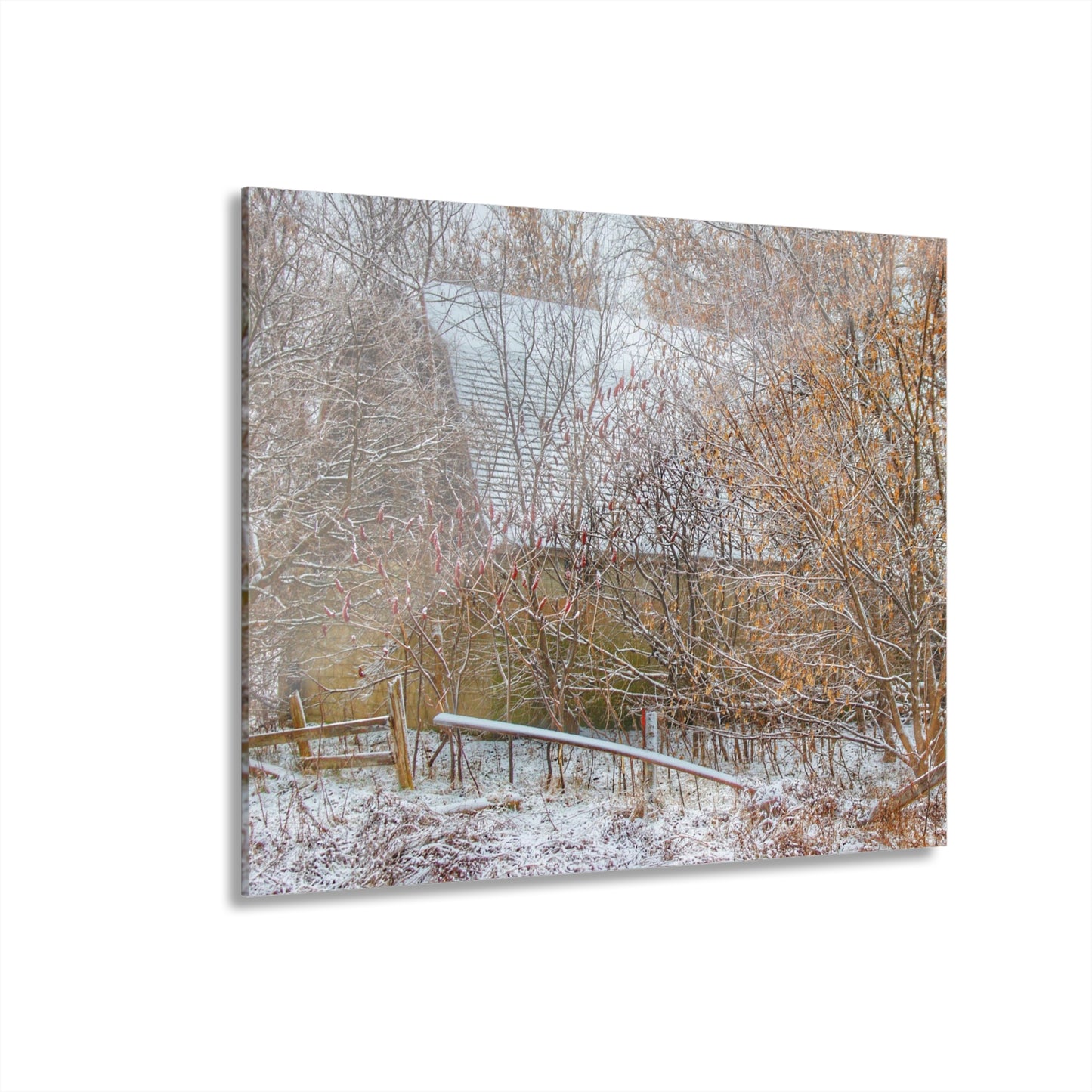 U R There Photography Dryden Road Hidden Winter Grey Rustic Farmhouse Acrylic Wall Print