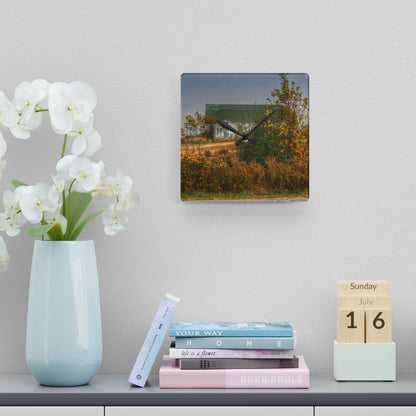 U R There Photography Hill Road White Rustic Farmhouse Acrylic Analog Wall Clock