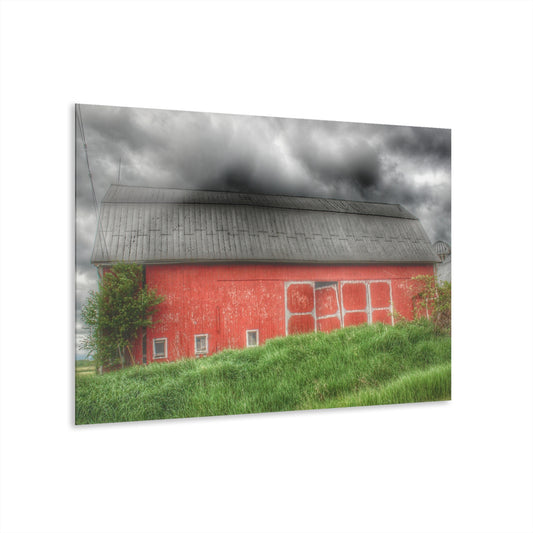 U R There Photography Square Road Red II Rustic Farmhouse Acrylic Wall Print