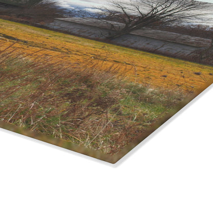 U R There Photography Fields of Golden Clover Rustic Farmhouse Tempered-Glass Cutting Board