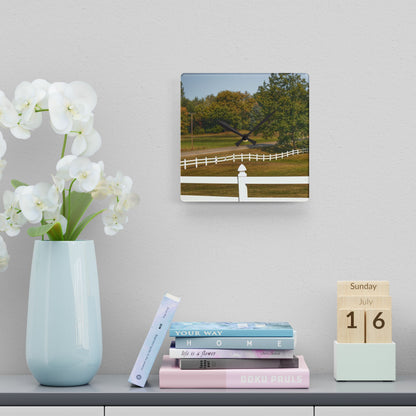 U R There Photography Beyond the White Fences Rustic Farmhouse Acrylic Analog Wall Clock