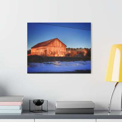 U R There Photography M-15 Reds in Winter Rustic Farmhouse Acrylic Wall Print