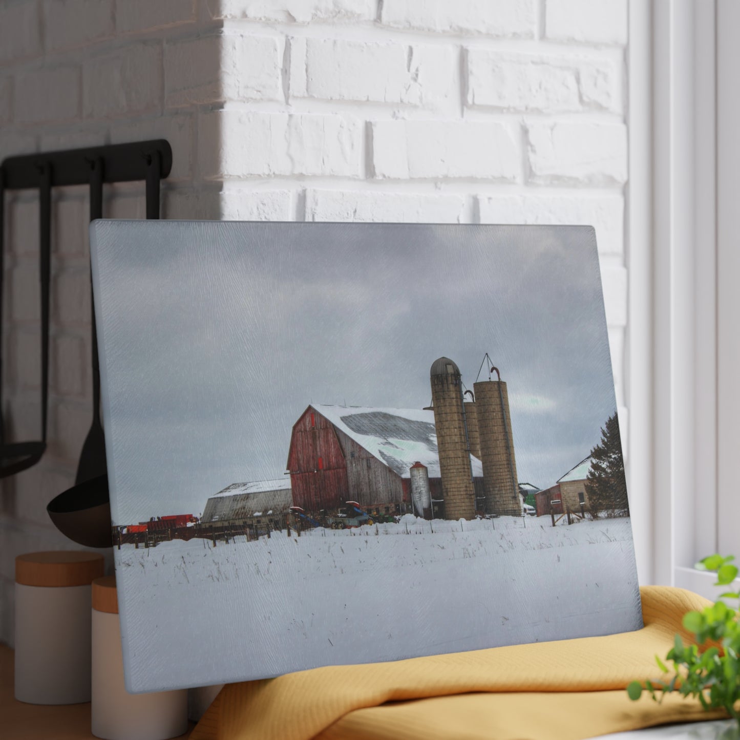 U R There Photography Five Lakes Farm II Rustic Farmhouse Tempered-Glass Cutting Board