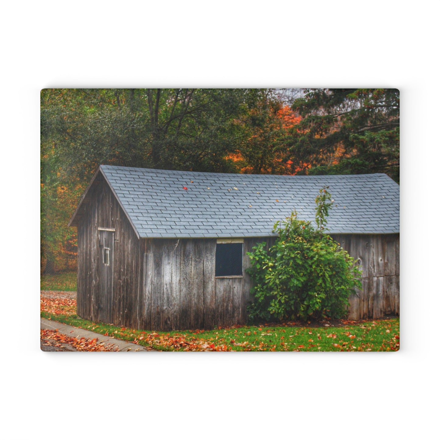U R There Photography Grey Roadside Shack Rustic Farmhouse Tempered-Glass Cutting Board