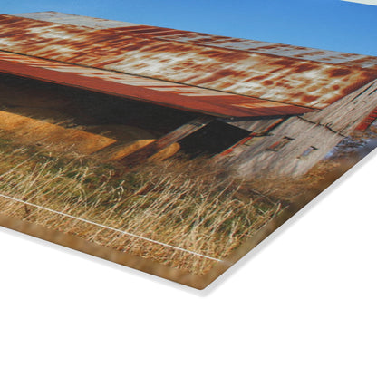U R There Photography Dodge Road Hay Barn II Rustic Farmhouse Tempered-Glass Cutting Board