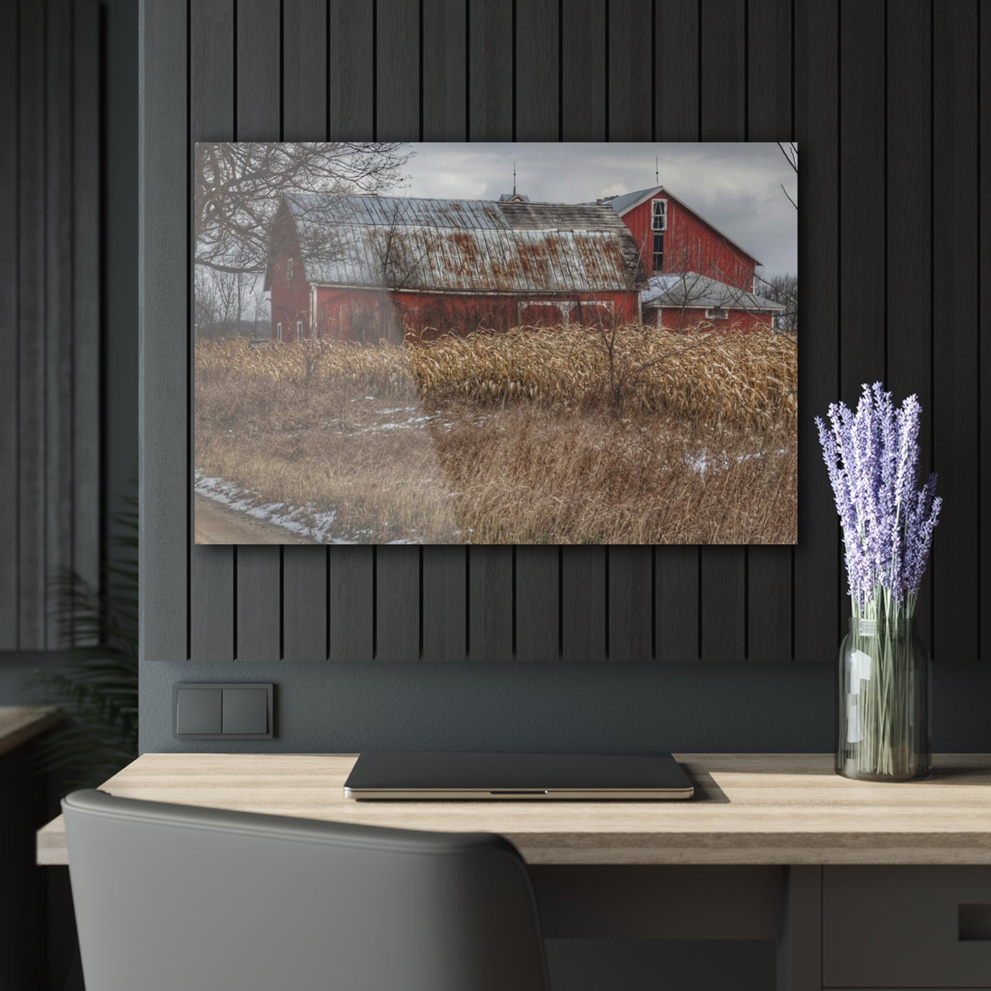 U R There Photography Edward Road Reds Rustic Farmhouse Acrylic Wall Print