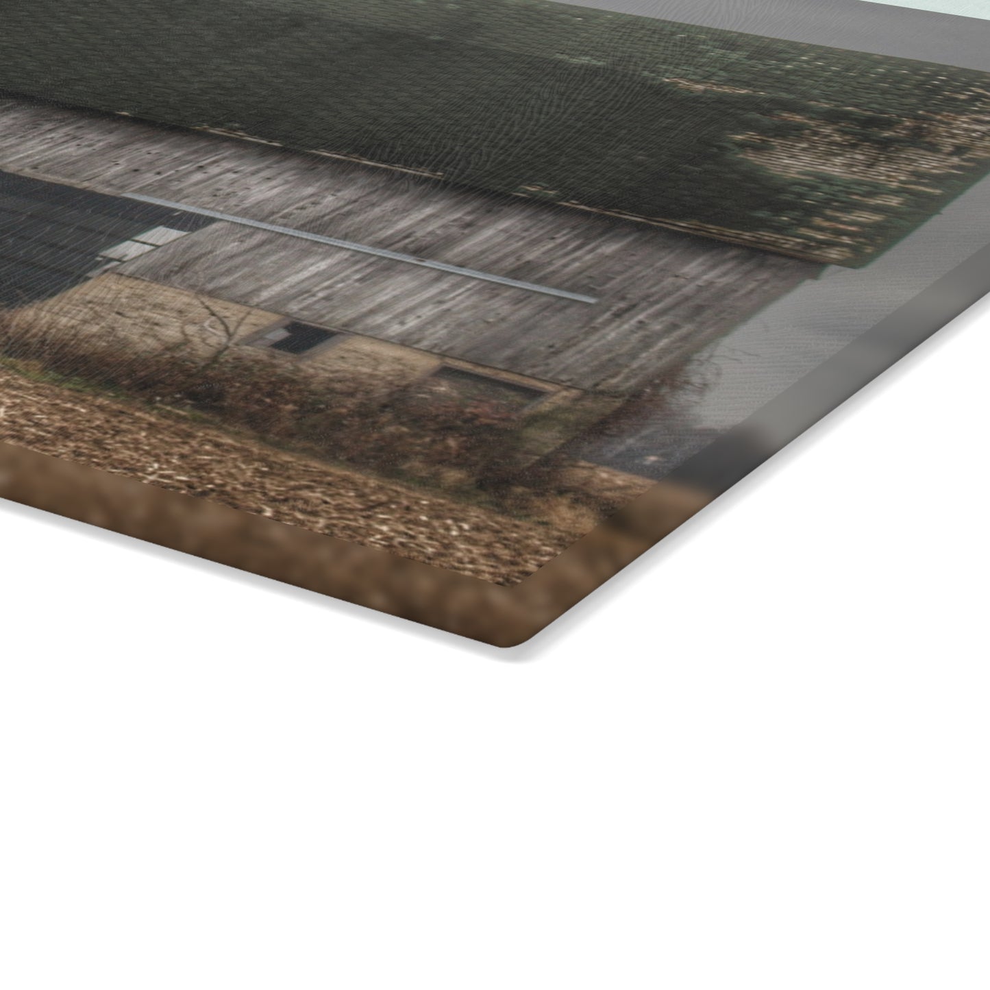 U R There Photography Stone Road Old Grey II Rustic Farmhouse Tempered-Glass Cutting Board