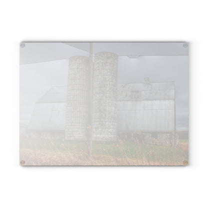 U R There Photography Daley Road Grey II Rustic Farmhouse Tempered-Glass Cutting Board