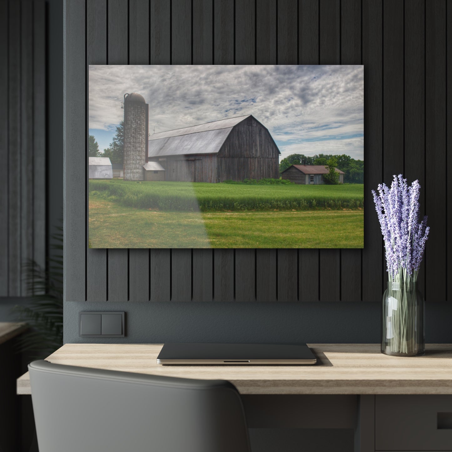 U R There Photography West Tuscola Road Grey Rustic Farmhouse Acrylic Wall Print