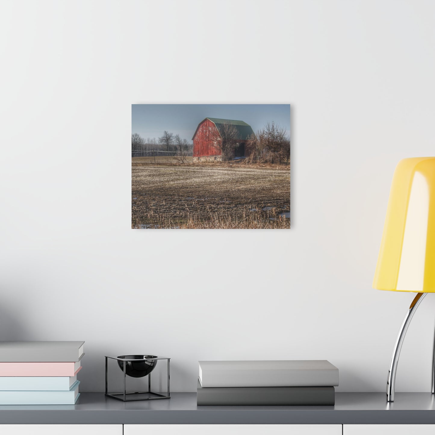 U R There Photography Bowers Road Goodland Red Rustic Farmhouse Acrylic Wall Print