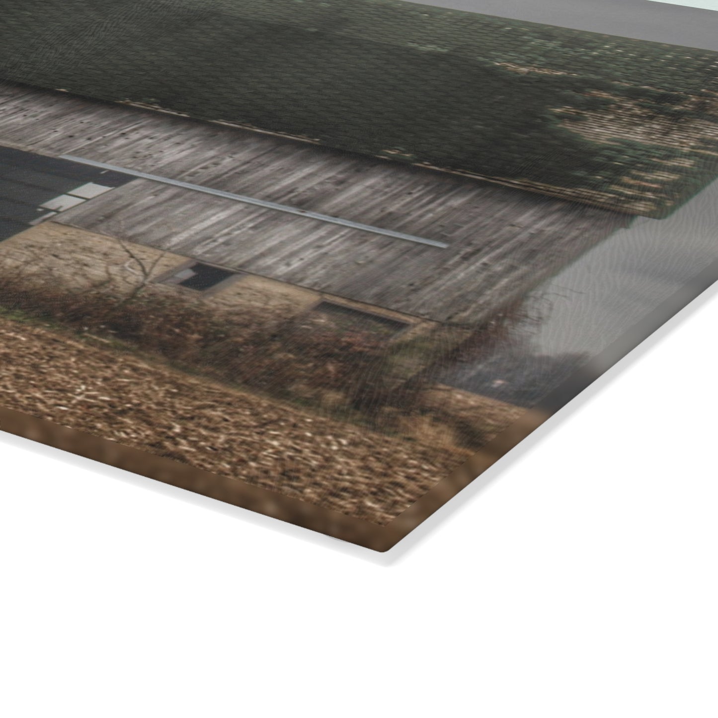 U R There Photography Stone Road Old Grey II Rustic Farmhouse Tempered-Glass Cutting Board