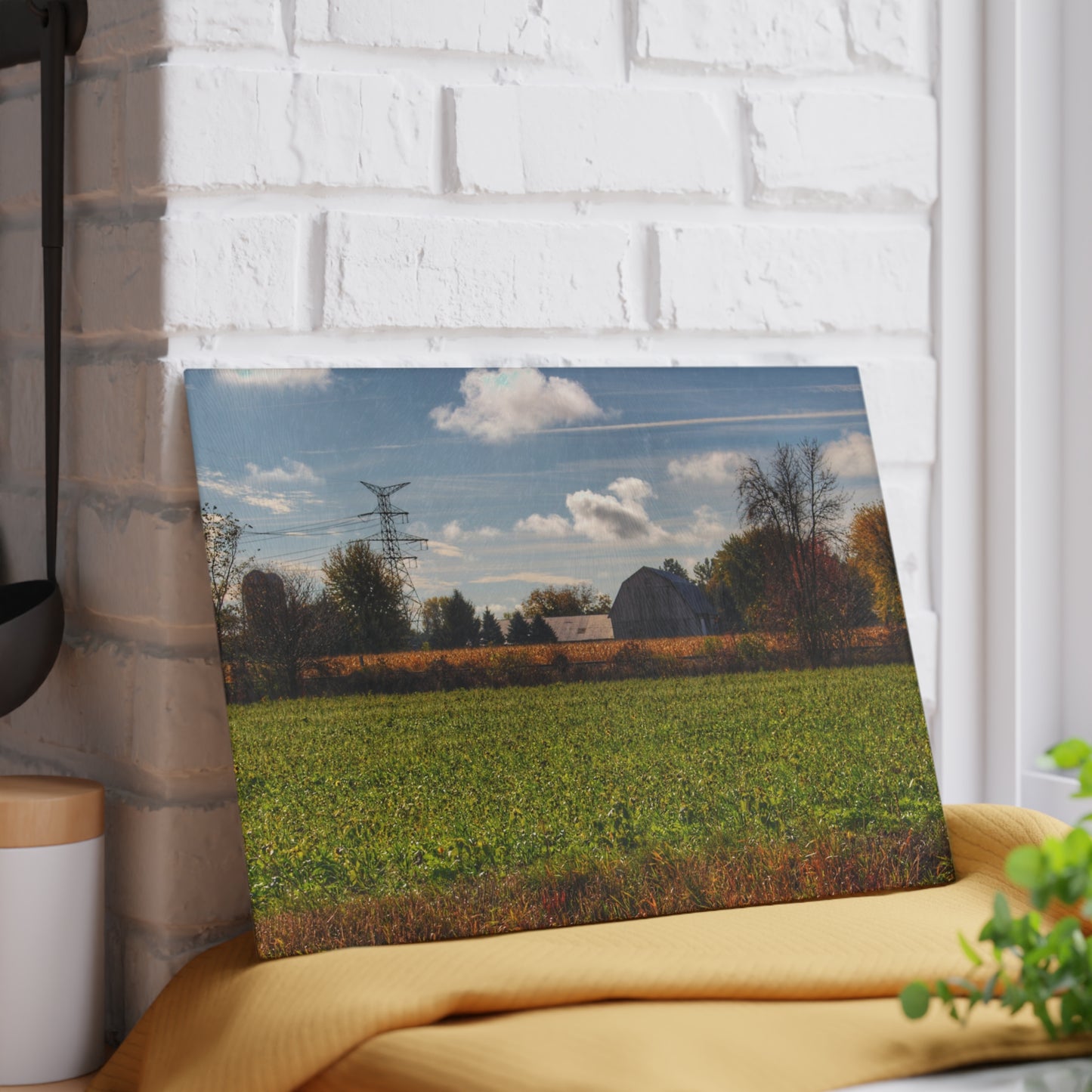 U R There Photography Wadsworth Road Grey Rustic Farmhouse Tempered-Glass Cutting Board
