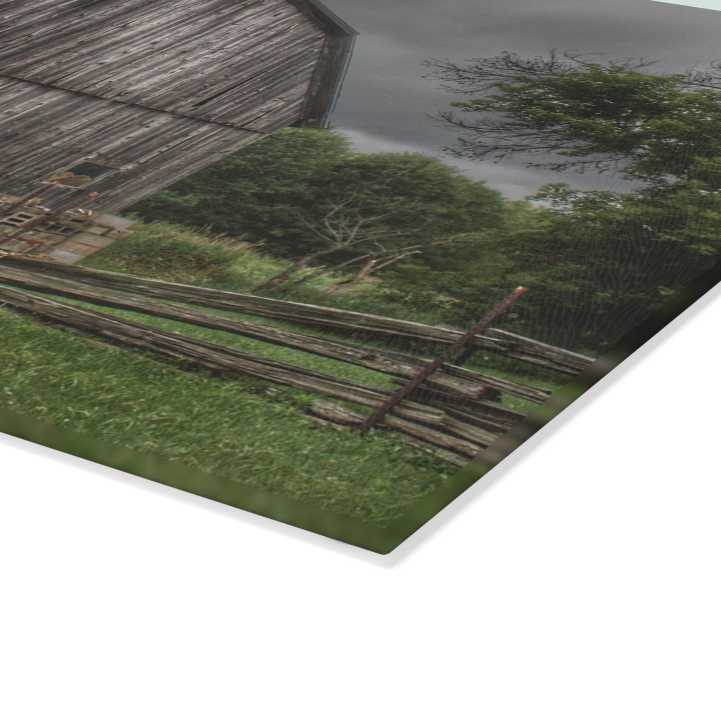 U R There Photography Attica Grey Rustic Farmhouse Tempered-Glass Cutting Board