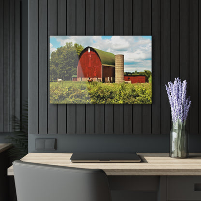 U R There Photography Elmwood Road Red and Horses Rustic Farmhouse Acrylic Wall Print