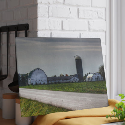 U R There Photography South Block Road Farm Rustic Farmhouse Tempered-Glass Cutting Board