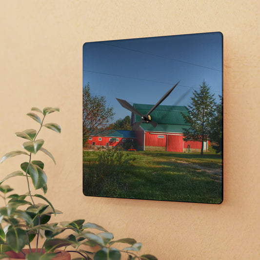 U R There Photography Modern Red II Rustic Farmhouse Acrylic Analog Wall Clock