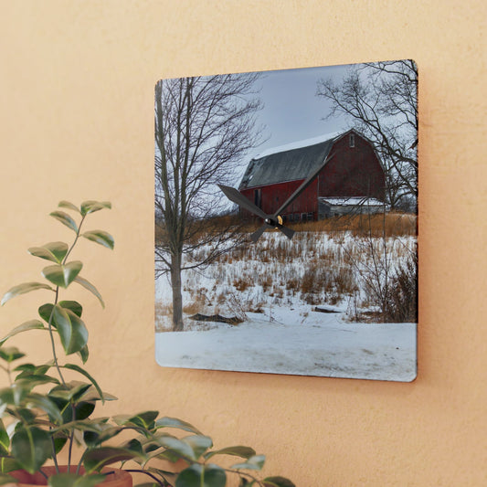 U R There Photography Hadley Red II Rustic Farmhouse Acrylic Analog Wall Clock