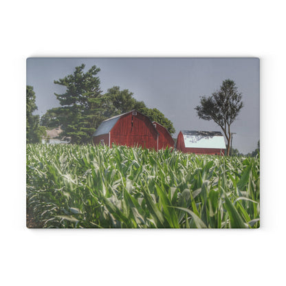 U R There Photography Shoemaker Reds Rustic Farmhouse Tempered-Glass Cutting Board