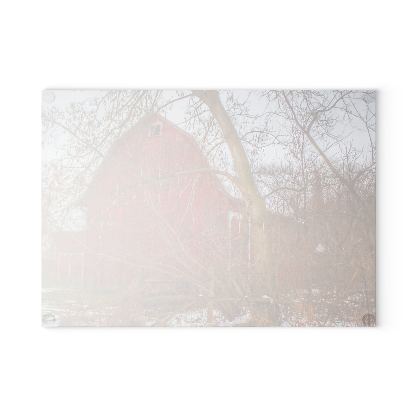 U R There Photography Holmes Road Red I Rustic Farmhouse Tempered-Glass Cutting Board