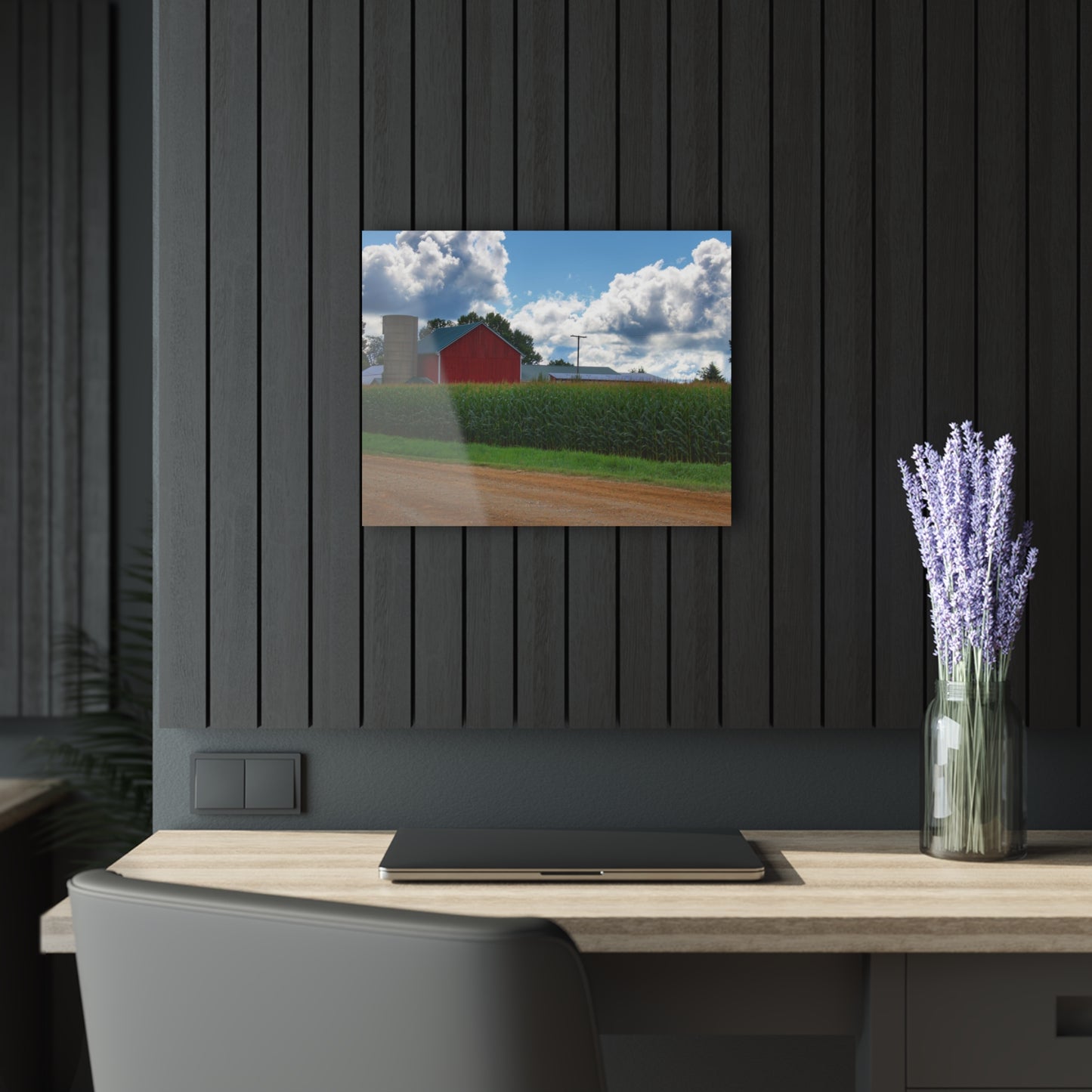 U R There Photography East Brown Road Red Rustic Farmhouse Acrylic Wall Print