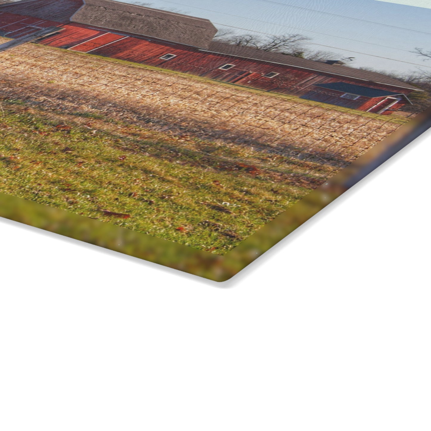 U R There Photography Pratt Road Little Red Rustic Farmhouse Tempered-Glass Cutting Board