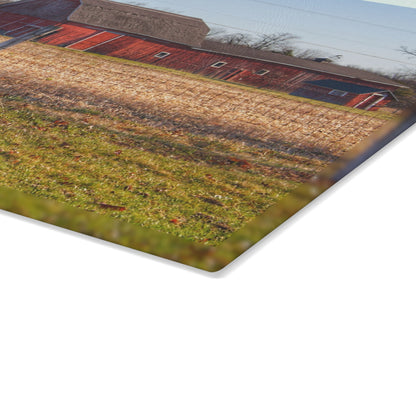 U R There Photography Pratt Road Little Red Rustic Farmhouse Tempered-Glass Cutting Board