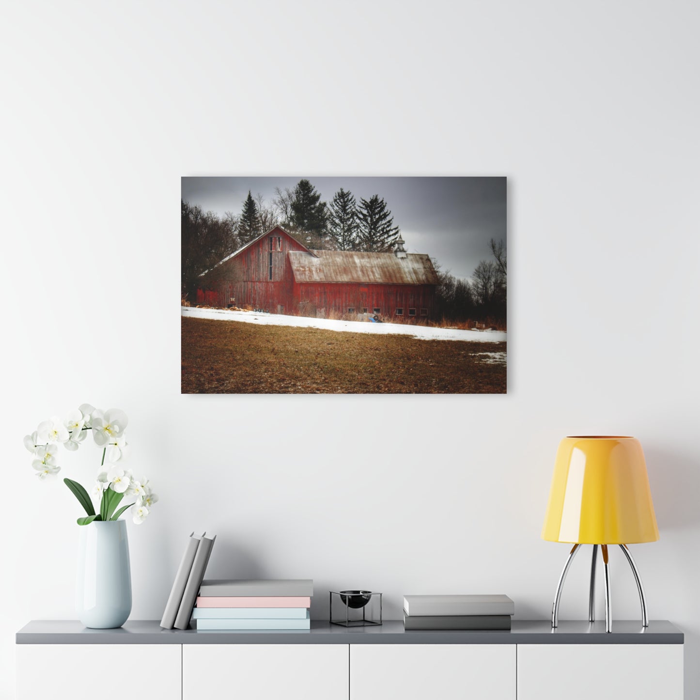U R There Photography Blacks Corners Road Red Rustic Farmhouse Acrylic Wall Print