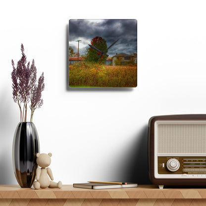 U R There Photography Farnsworth Forgotten Rustic Farmhouse Acrylic Analog Wall Clock