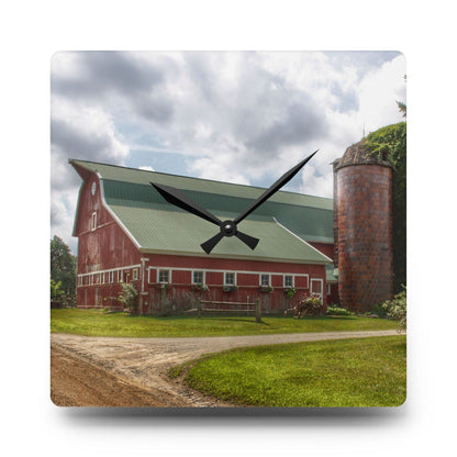 U R There Photography Metamora Country Red Rustic Farmhouse Acrylic Analog Wall Clock