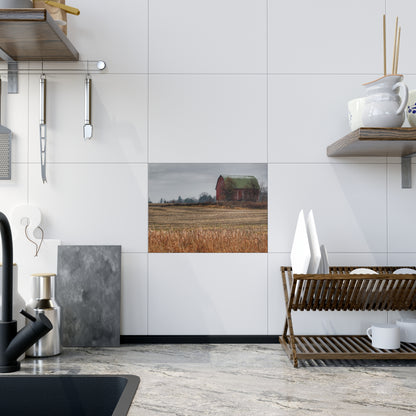 U R There Photography Bowers Road Red IV Rustic Farmhouse Decorative Ceramic Tile