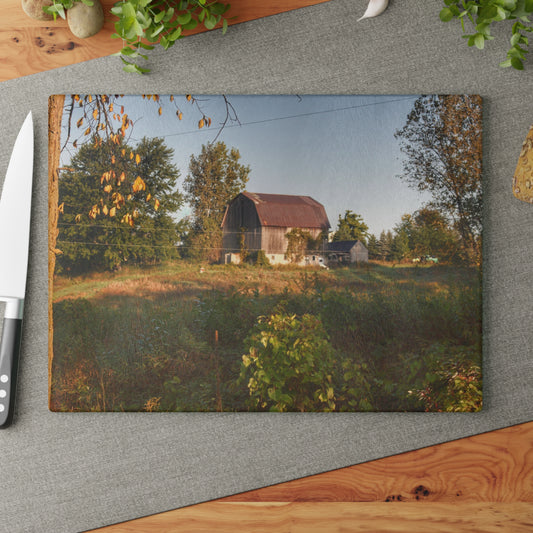 U R There Photography Swaffer Road Little Grey Rustic Farmhouse Tempered-Glass Cutting Board