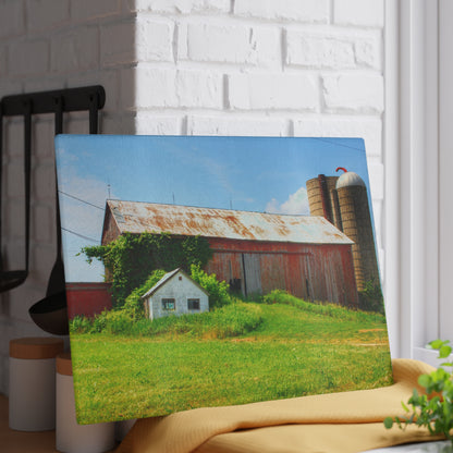 U R There Photography Marlette Red I Rustic Farmhouse Tempered-Glass Cutting Board