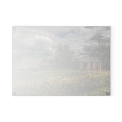 U R There Photography Pinstripe Barn and Buddy II Rustic Farmhouse Tempered-Glass Cutting Board