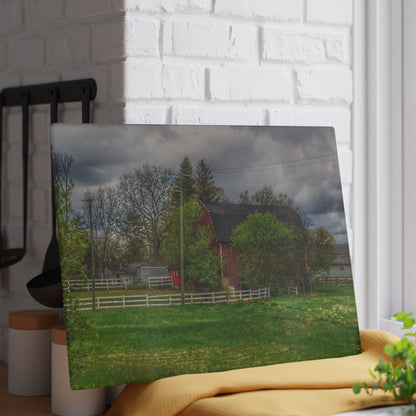 U R There Photography Hassler Lake Hidden Red Rustic Farmhouse Tempered-Glass Cutting Board