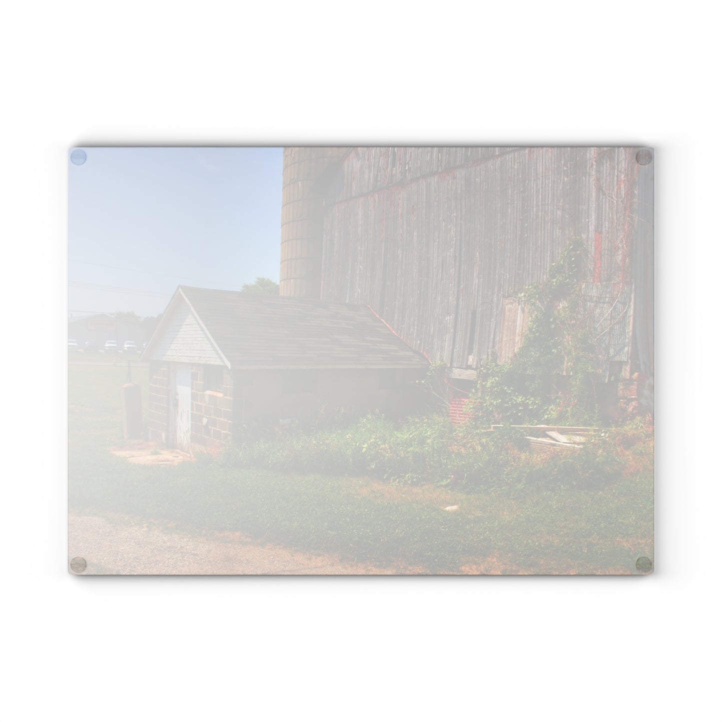U R There Photography Marlette Red V Rustic Farmhouse Tempered-Glass Cutting Board