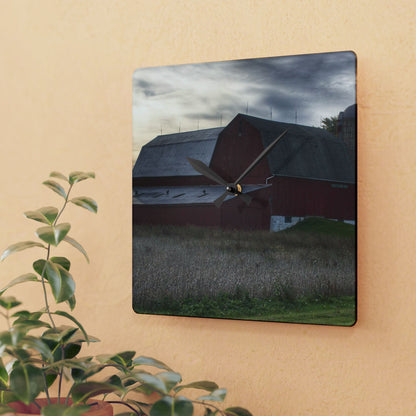 U R There Photography Brown City Red I Rustic Farmhouse Wall Clock