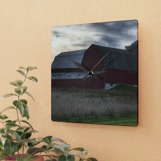 U R There Photography Brown City Red I Rustic Farmhouse Wall Clock