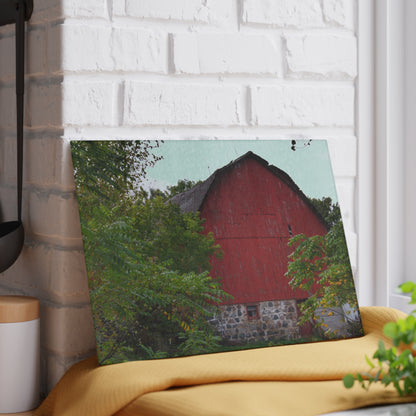 U R There Photography Brown Road Hidden Red II Rustic Farmhouse Tempered-Glass Cutting Board