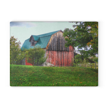 U R There Photography Frances Road Old Red I Rustic Farmhouse Tempered-Glass Cutting Board