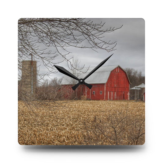 Barns of Arbela I Rustic Farmhouse Acrylic Analog Wall Clock 10.75'' × 10.75'' (Square)