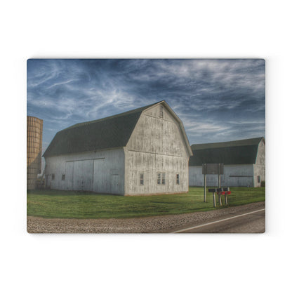 U R There Photography Richardson Road White Duo Rustic Farmhouse Tempered-Glass Cutting Board