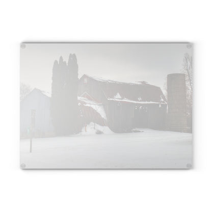 U R There Photography Unionville Grey Rustic Farmhouse Tempered-Glass Cutting Board